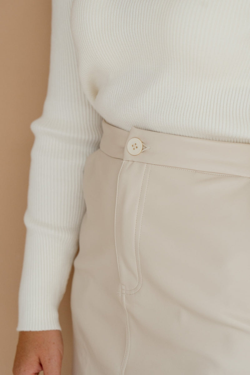 Ariëlle leren rok kort beige - Bij Keesje