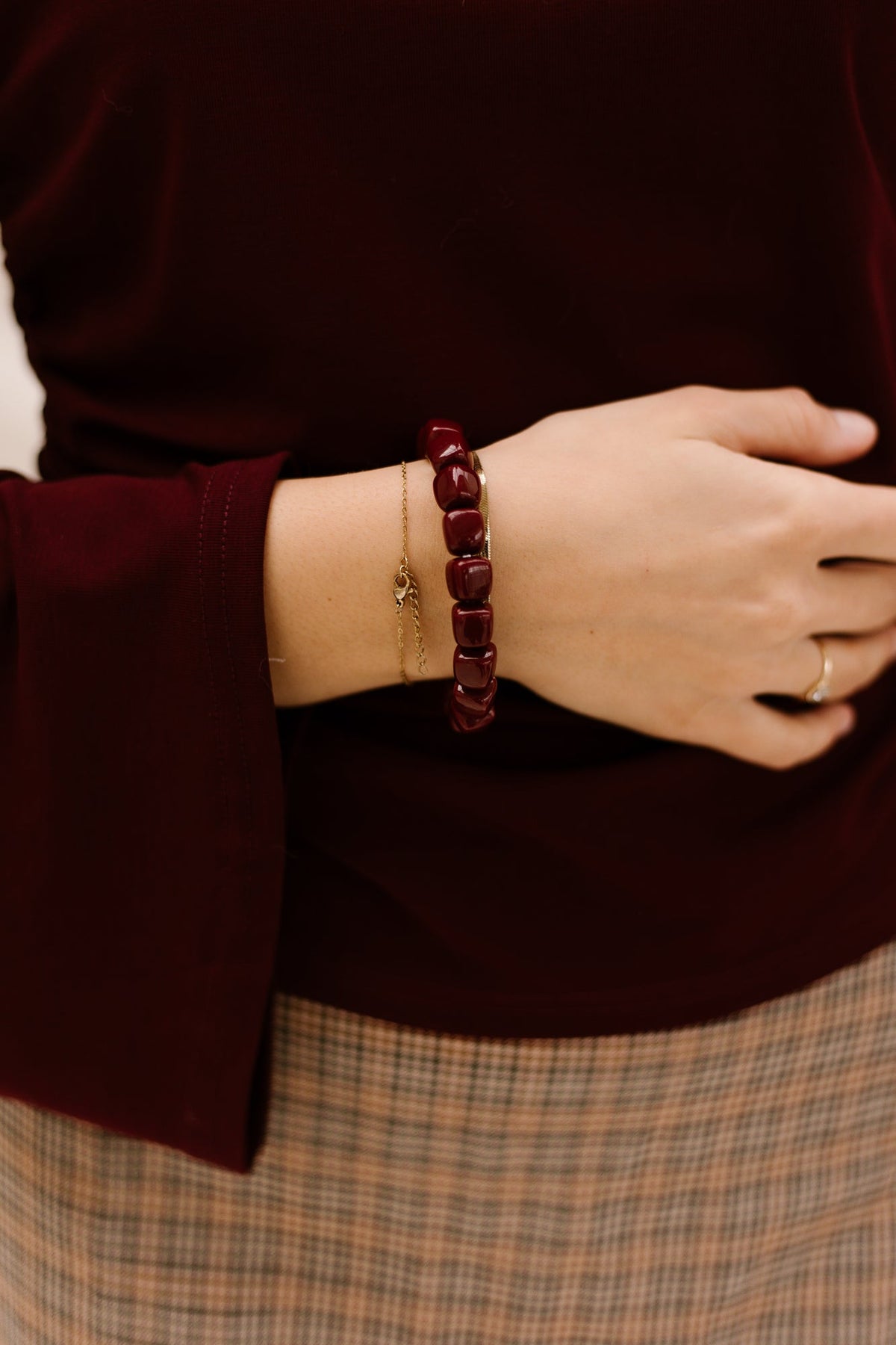 Armband Rhodé bordeaux - Bij Keesje - Bij Keesje - Armband