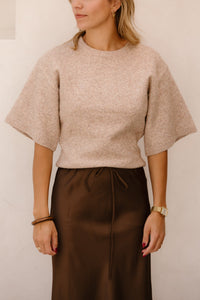 Asha knit tee sand melange - Bij Keesje - Neo Noir