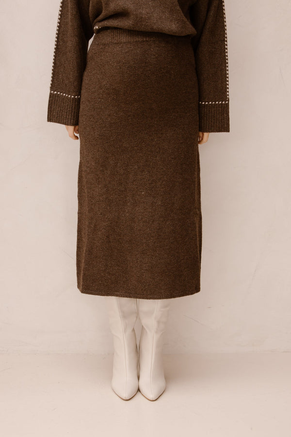 Ashanti knit skirt brown melange NN - Bij Keesje - Neo Noir