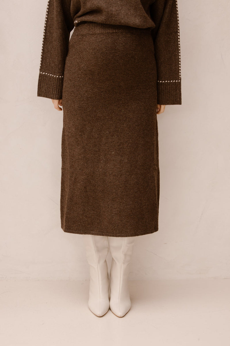 Ashanti knit skirt brown melange NN - Bij Keesje - Neo Noir