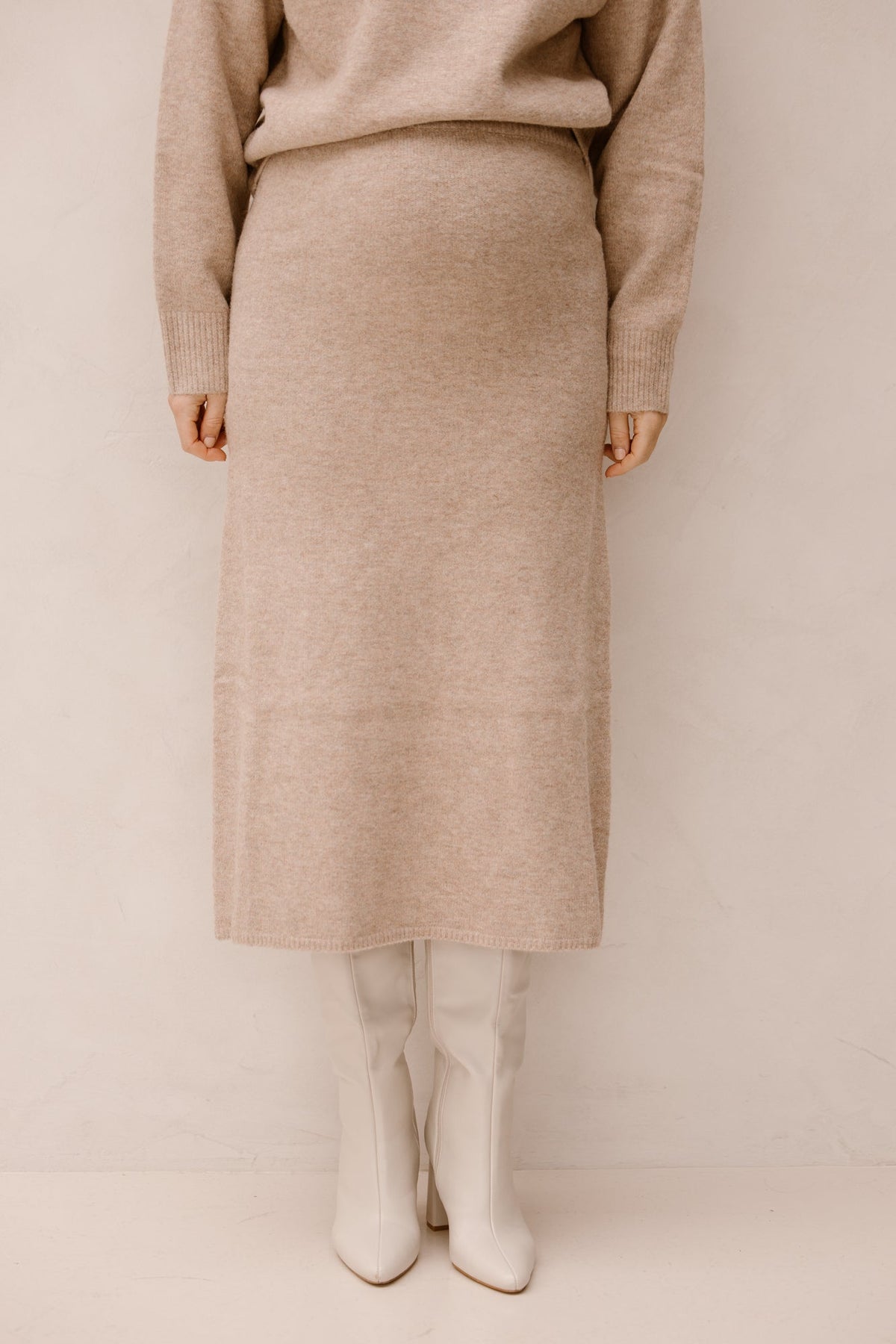 Ashanti knit skirt sand melange - Bij Keesje - Neo Noir