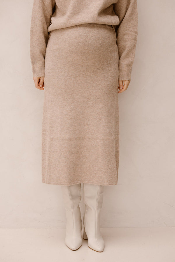 Ashanti knit skirt sand melange - Bij Keesje - Neo Noir