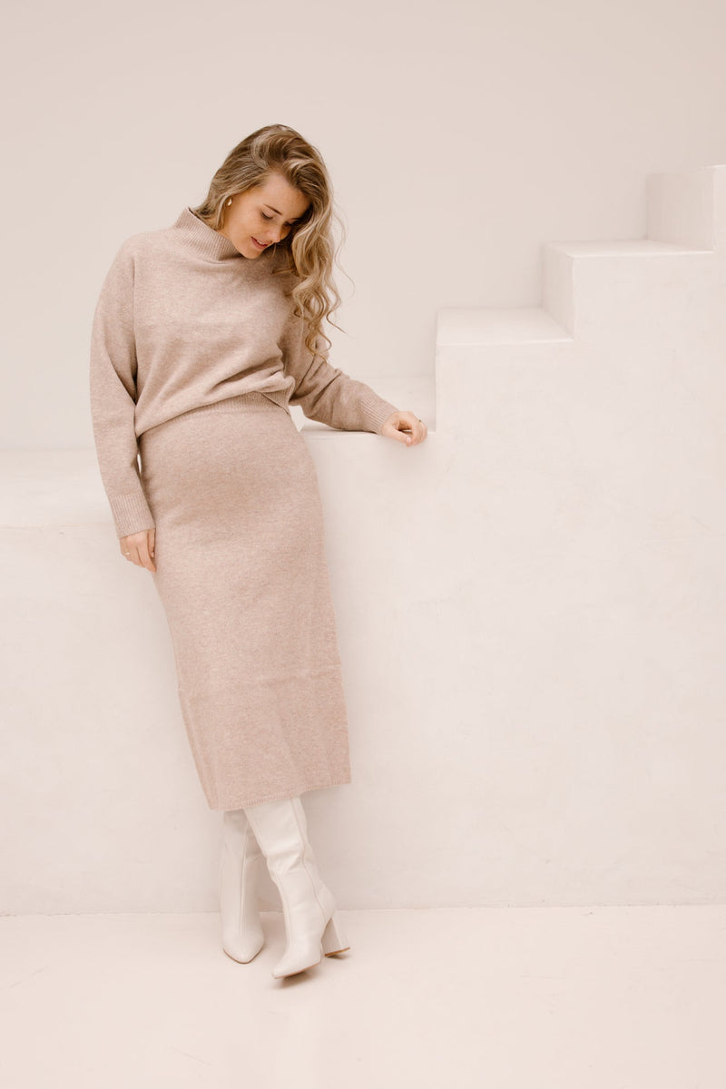 Ashanti knit skirt sand melange - Bij Keesje - Neo Noir