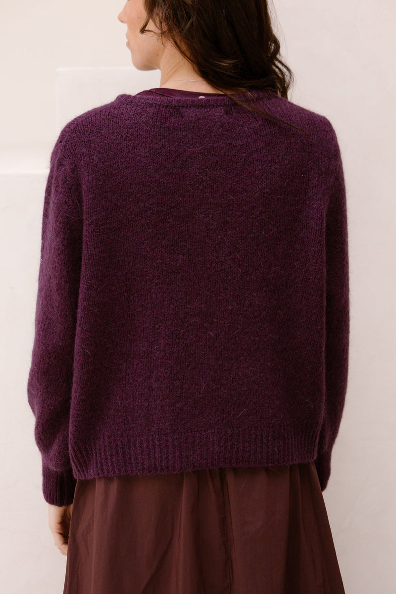 Aubergine cardigan amelie - Bij Keesje - Bij Keesje