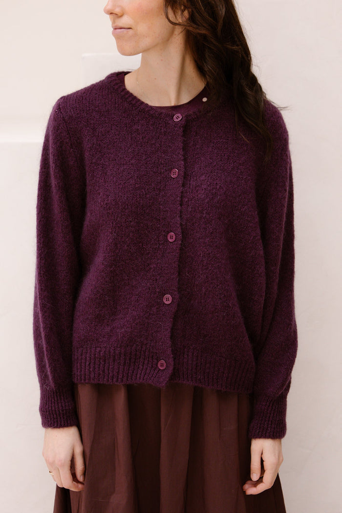 Aubergine cardigan amelie - Bij Keesje - Bij Keesje