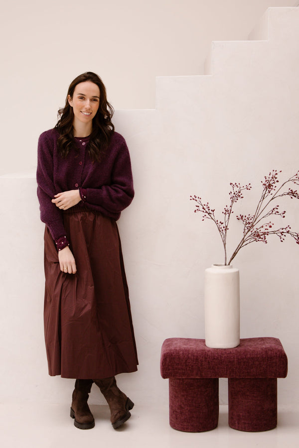 Aubergine cardigan amelie - Bij Keesje - Bij Keesje