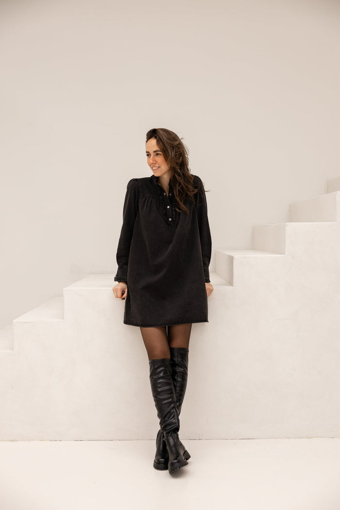 Ava denim dress black NN - Bij Keesje