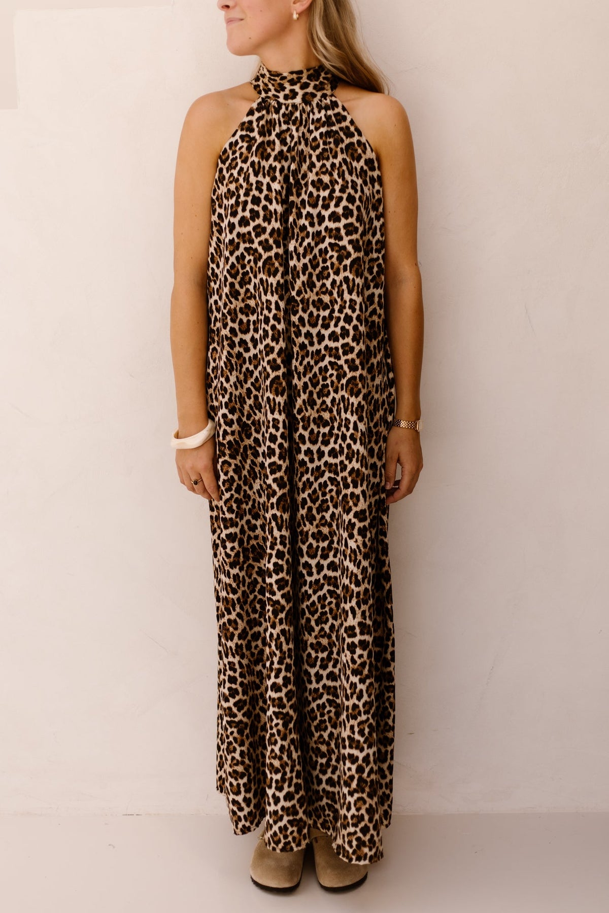 Ava halter dress maxi leopard - Bij Keesje - Bij Keesje - Jurk