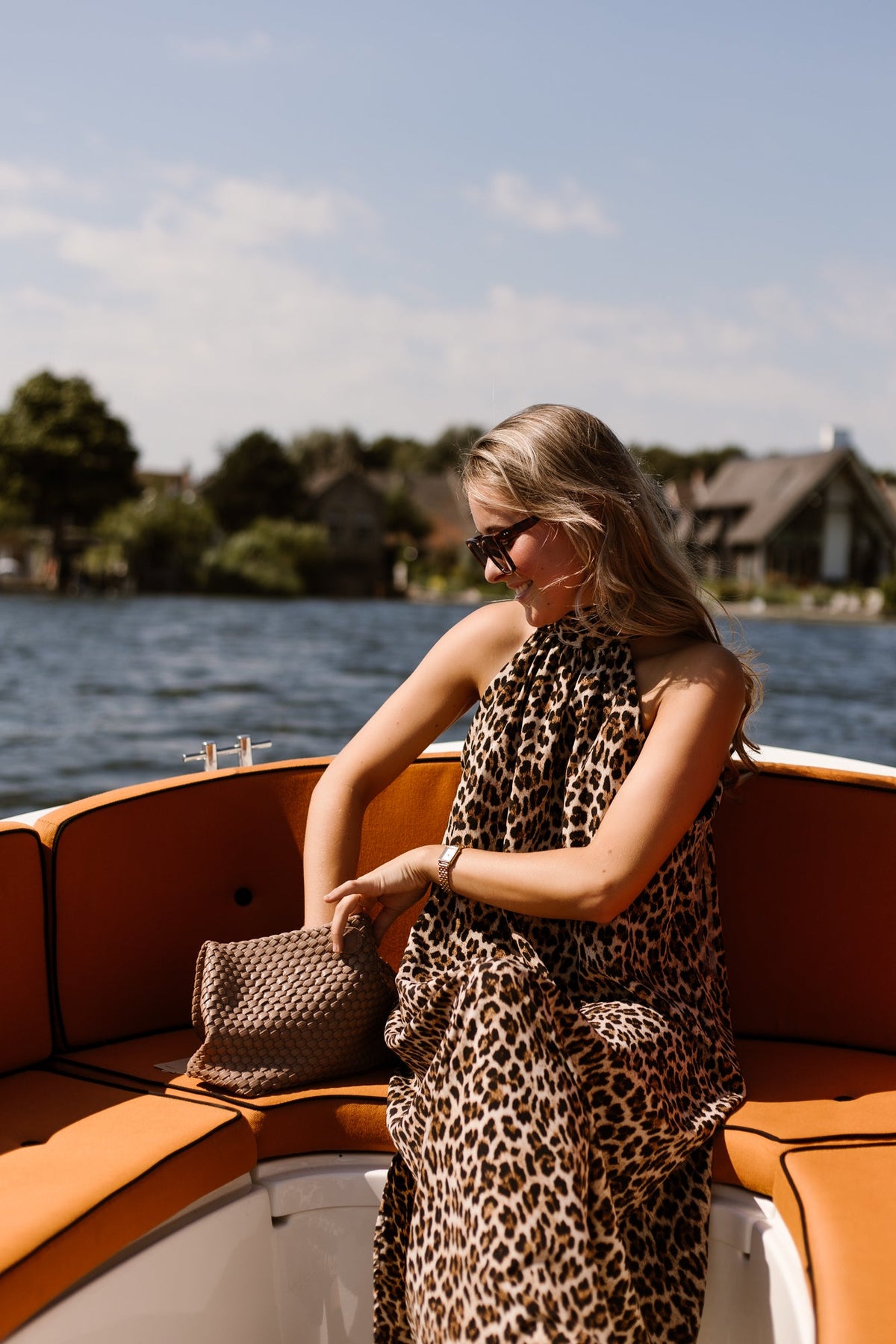 Ava halter dress maxi leopard - Bij Keesje - Bij Keesje - Jurk