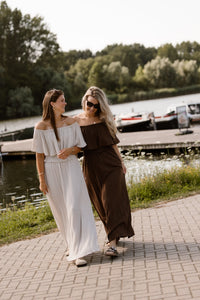 Aya off shoulder dress darkbrown - Bij Keesje - Bij Keesje - Jurk