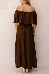Aya off shoulder dress darkbrown - Bij Keesje - Bij Keesje - Jurk