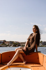 Azra Musselin-Kleid braun