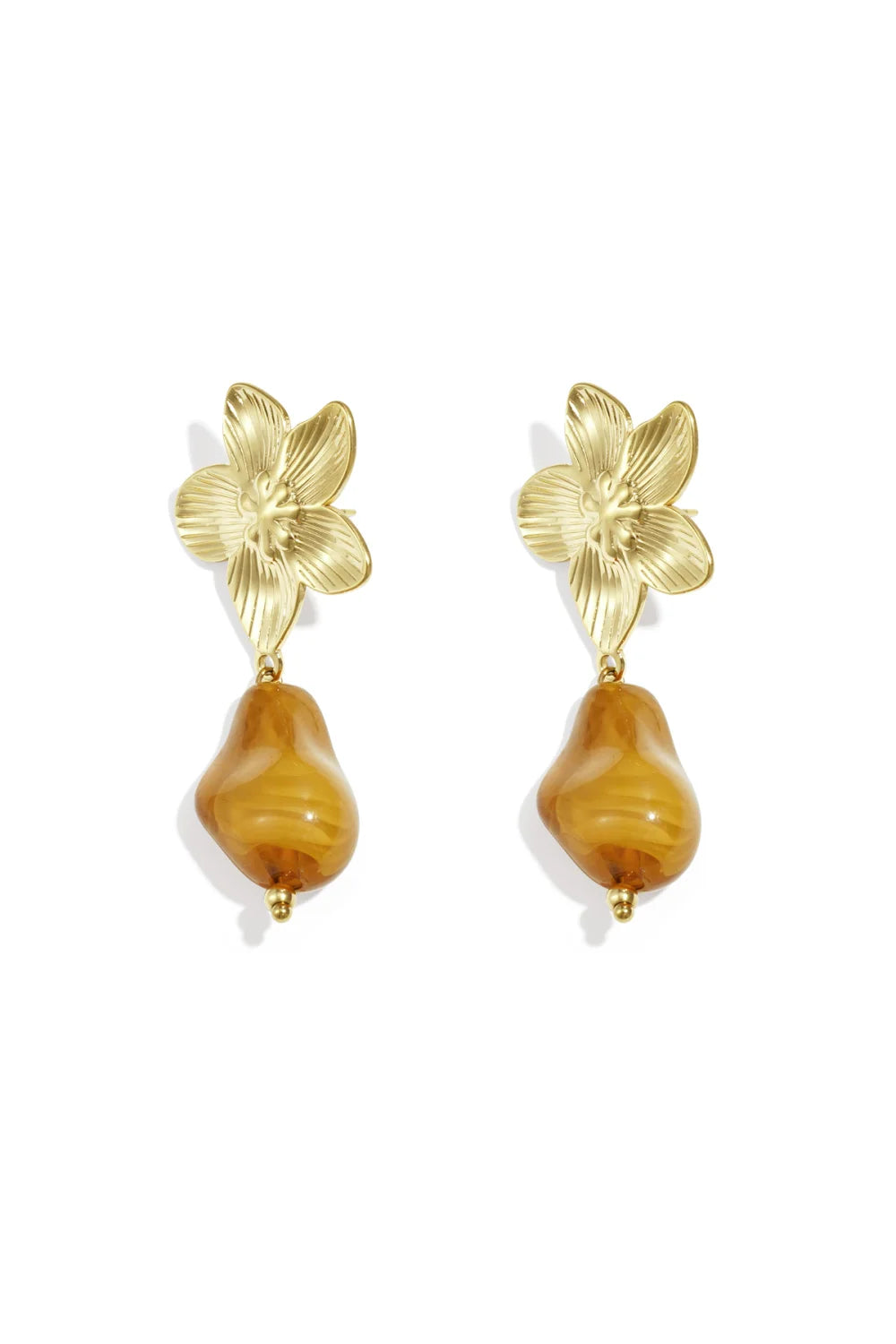 Oorbellen Thirza flower light brown