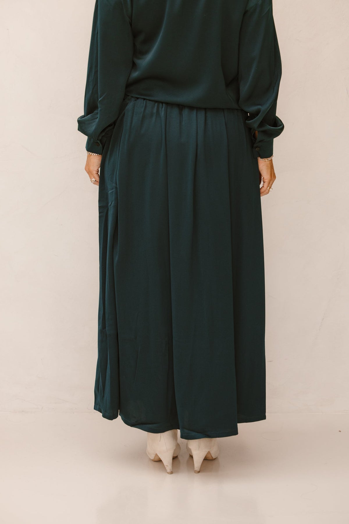 B775 Rok met plooien deep teal - Bij Keesje - K - design