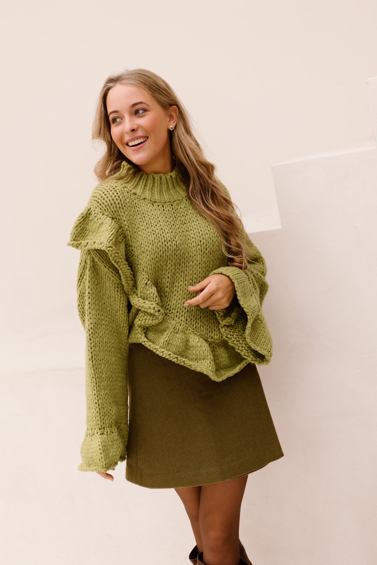 Babbet sweater olive green - Bij Keesje - Bij Keesje - Trui