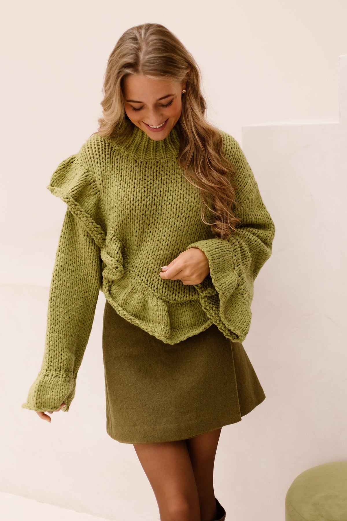 Babbet sweater olive green - Bij Keesje - Bij Keesje - Trui