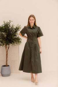 Baia poplin dress army - Bij Keesje - Neo Noir - Jurk
