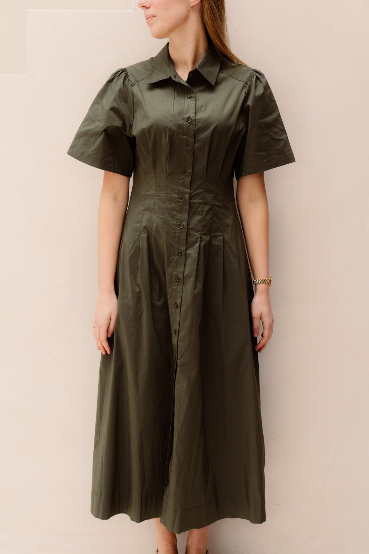 Baia poplin dress army - Bij Keesje - Neo Noir - Jurk