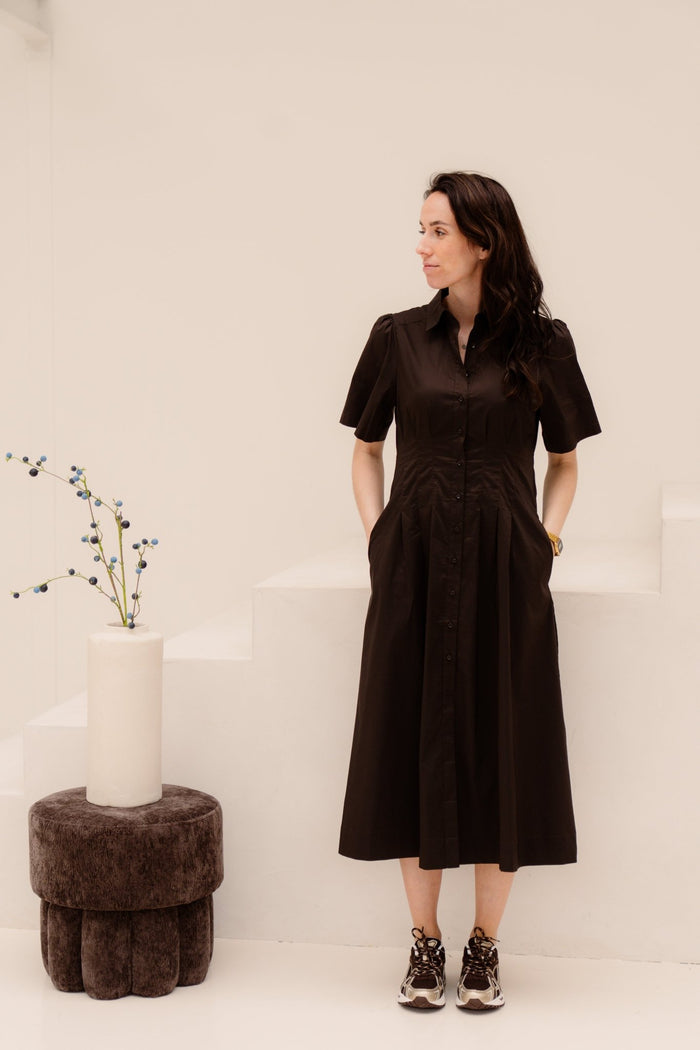Baia poplin dress chocolate brown - Bij Keesje - Neo Noir - Jurk