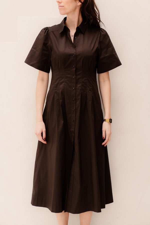 Baia poplin dress chocolate brown - Bij Keesje - Neo Noir - Jurk