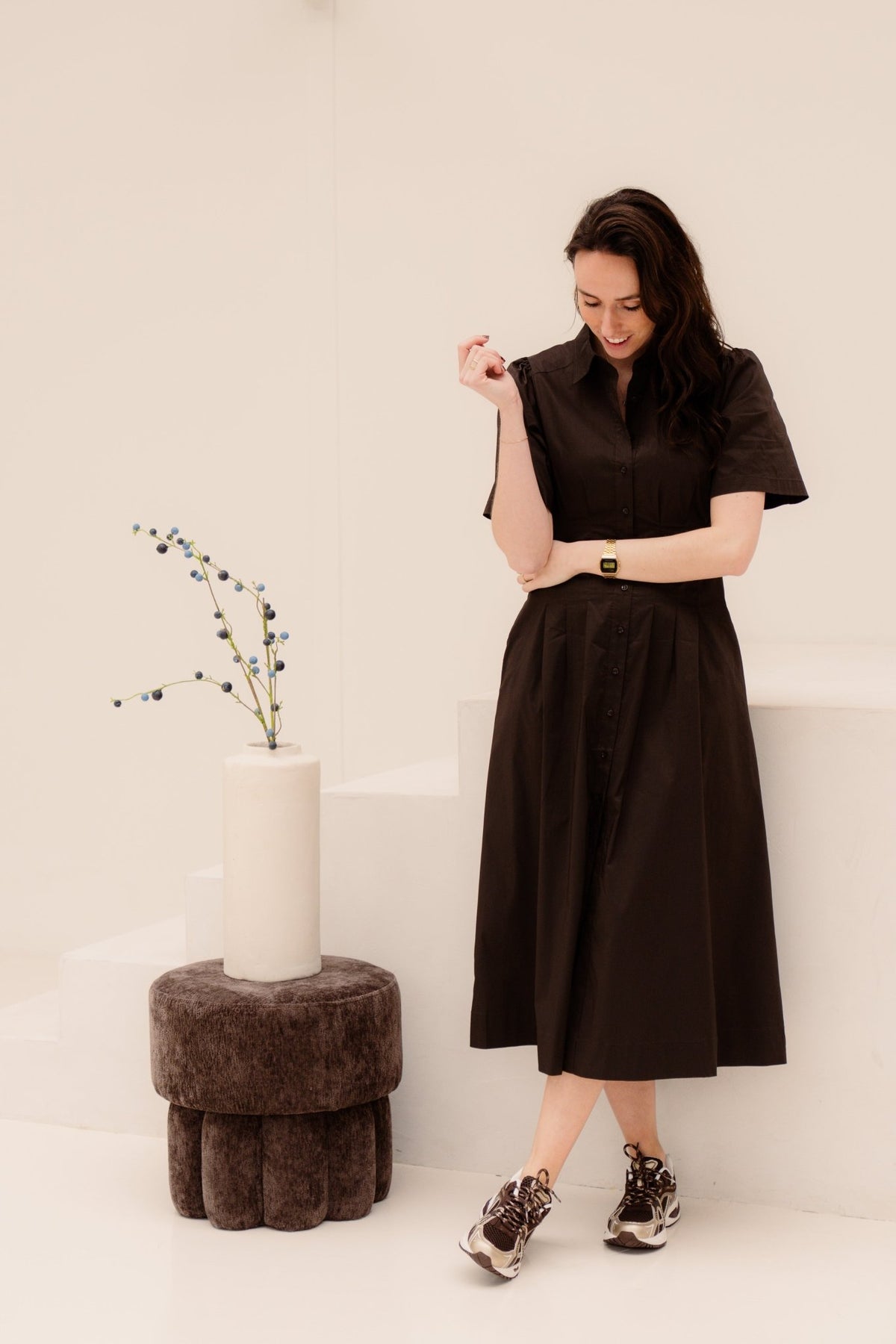 Baia poplin dress chocolate brown - Bij Keesje - Neo Noir - Jurk