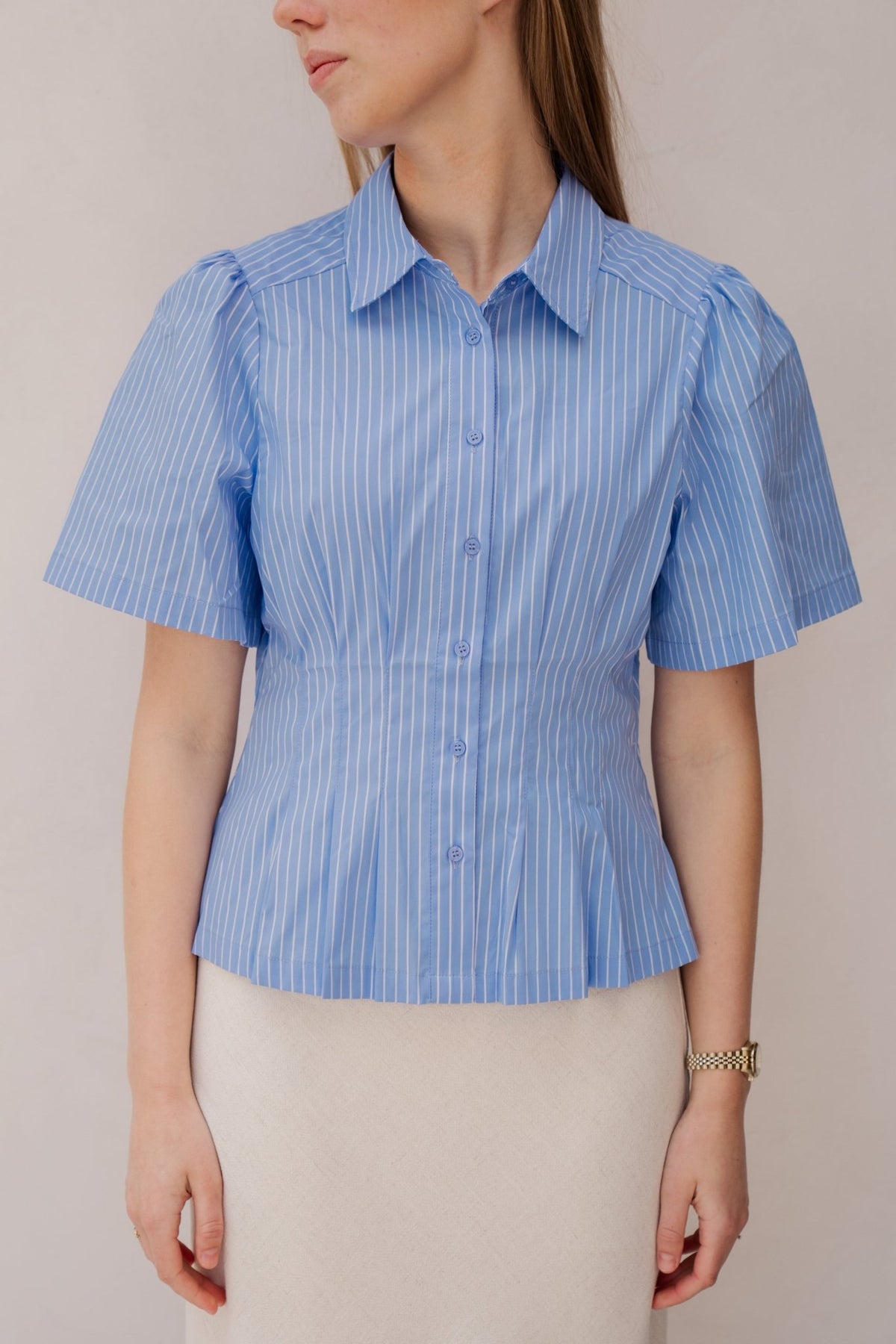 Balara stripe poplin light blue - Bij Keesje - Neo Noir - blouse