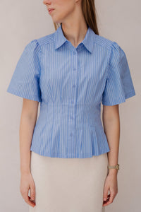 Balara stripe poplin light blue - Bij Keesje - Neo Noir - blouse