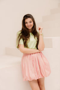 Balloon skirt stripe roze/groen - Bij Keesje - Bij Keesje - Rok