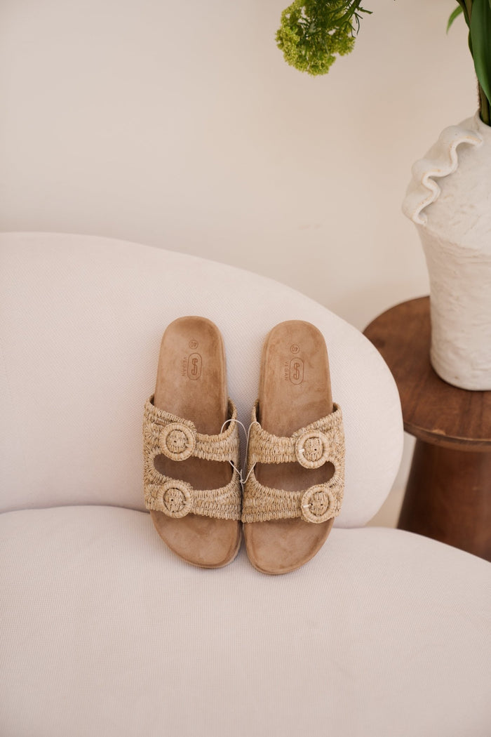 Bangkok slipper riet taupe - Bij Keesje - Shoecolate - Schoenen