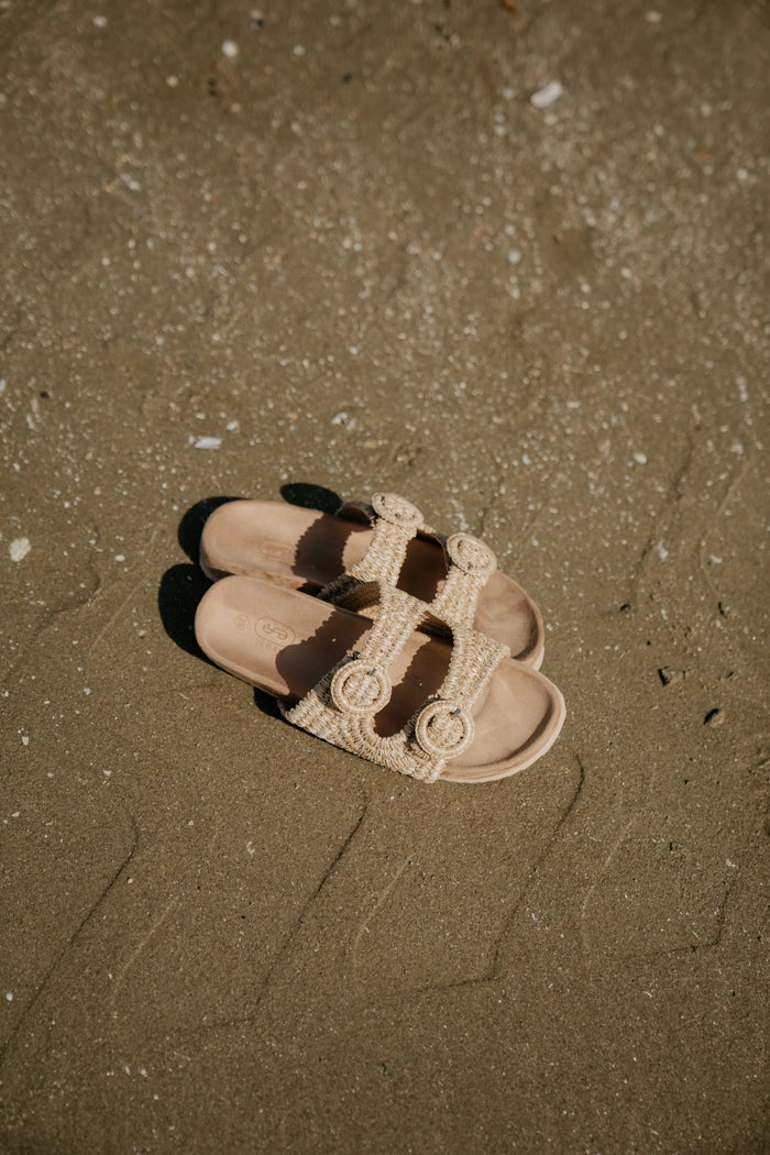 Bangkok slipper riet taupe - Bij Keesje - Shoecolate - Schoenen