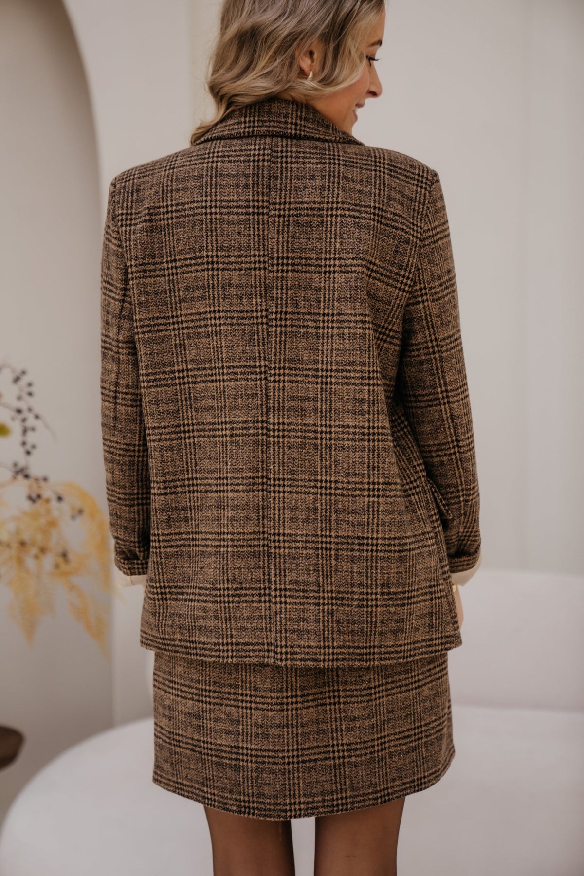 Barb check jacket brown - Bij Keesje - Bij Keesje - Jas