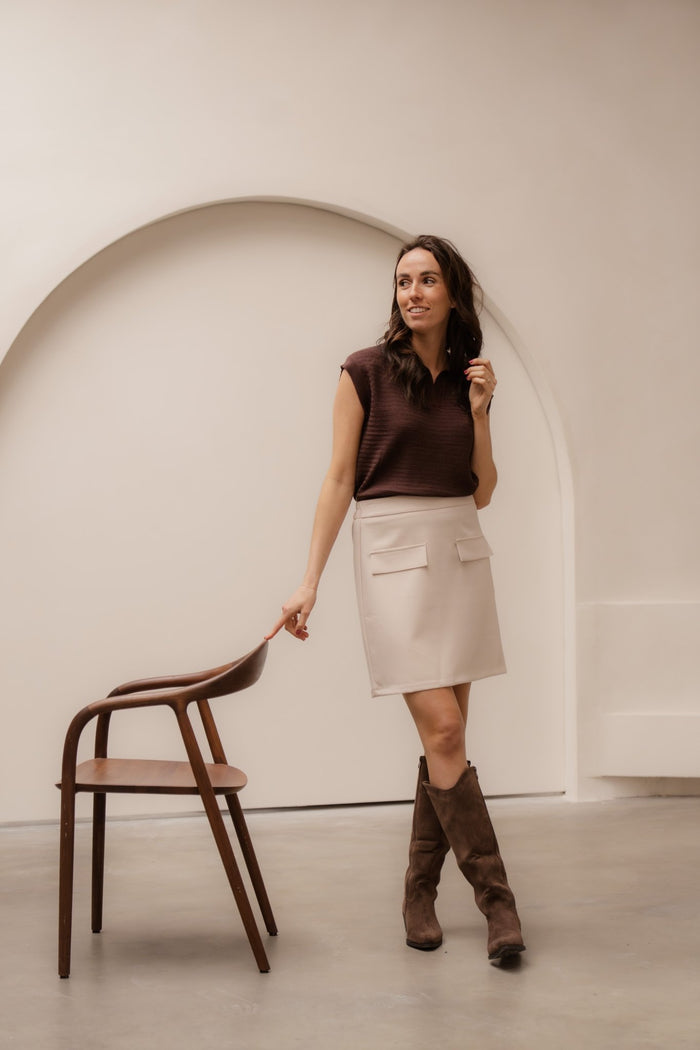 Barbera skirt beige - Bij Keesje - Bij Keesje The Label - rok