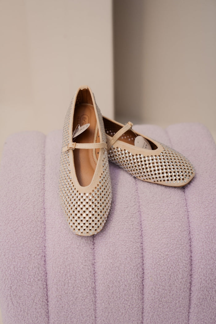Barcelona glitter ballerina sand - Bij Keesje - Shoecolate - Schoenen