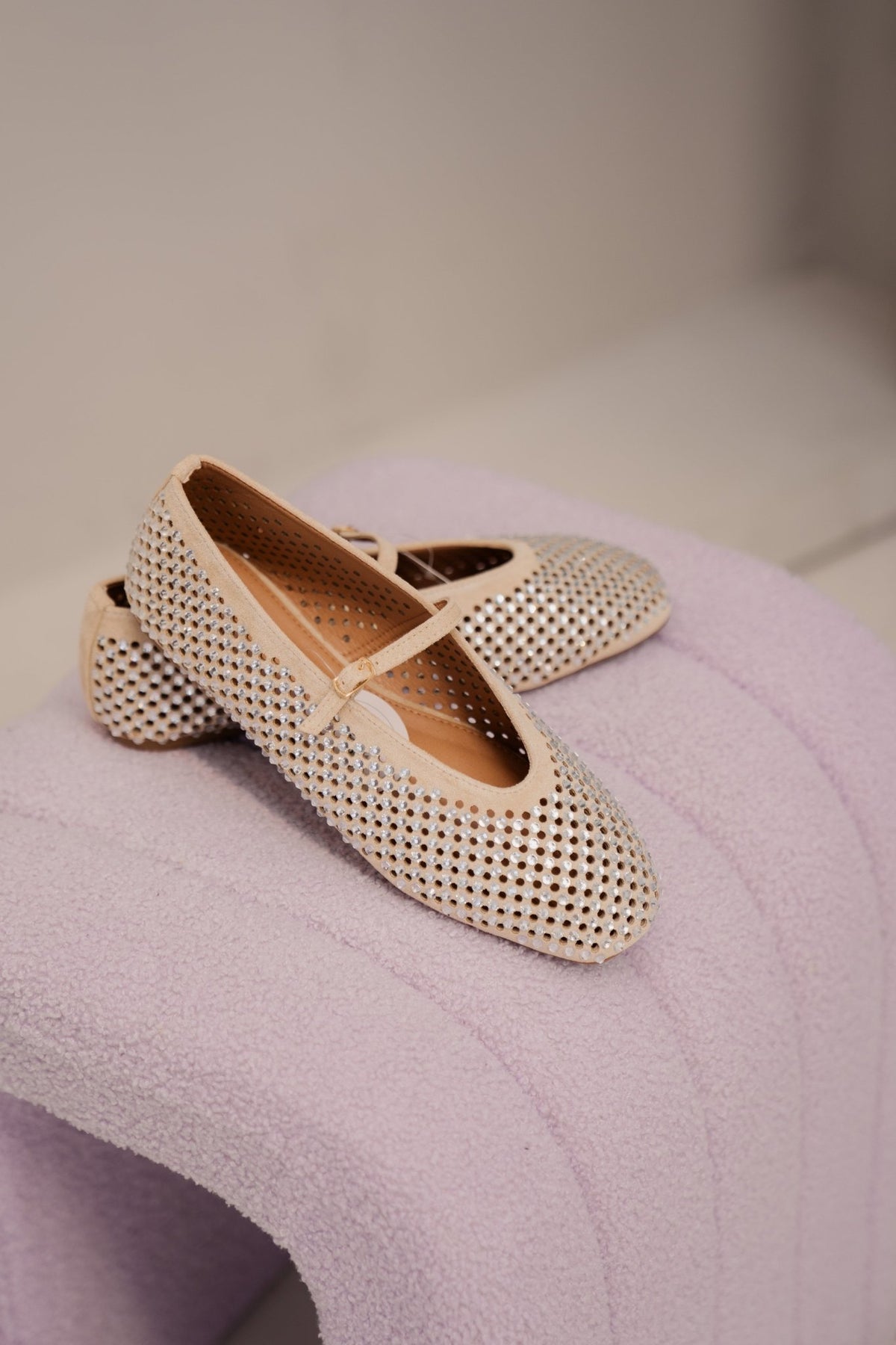 Barcelona glitter ballerina sand - Bij Keesje - Shoecolate - Schoenen