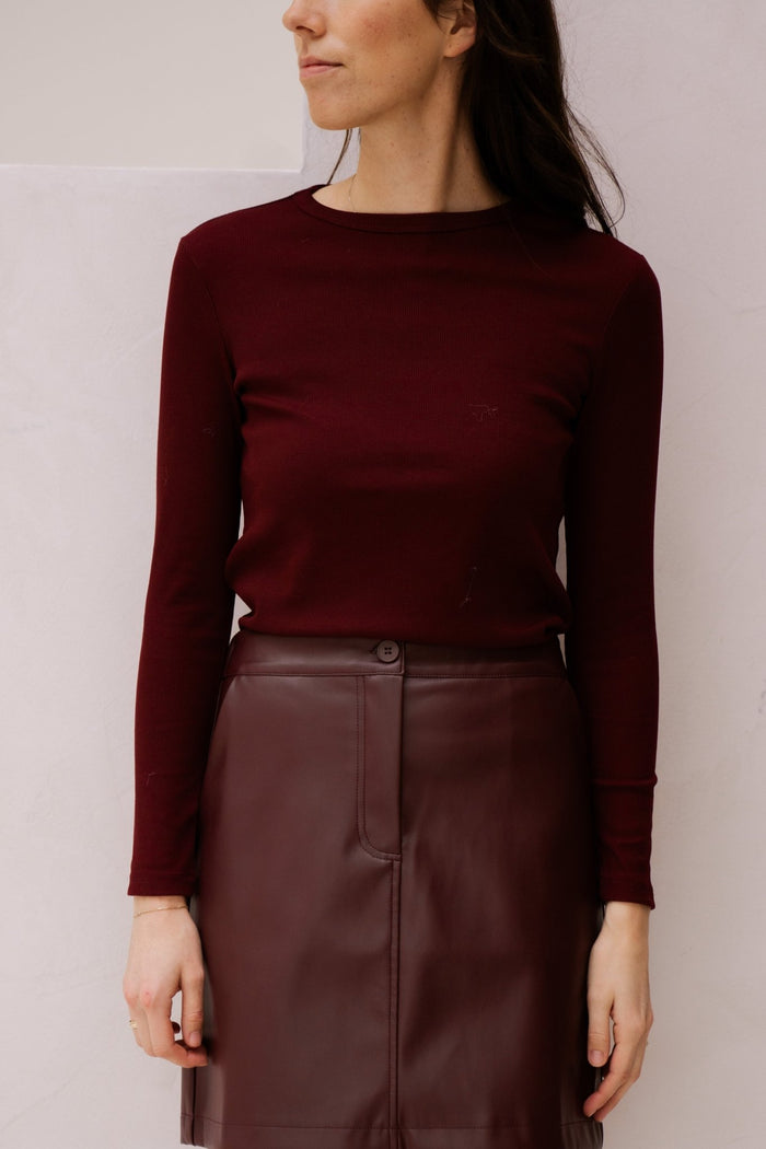 Basic rib top bordeaux - Bij Keesje - Bij Keesje