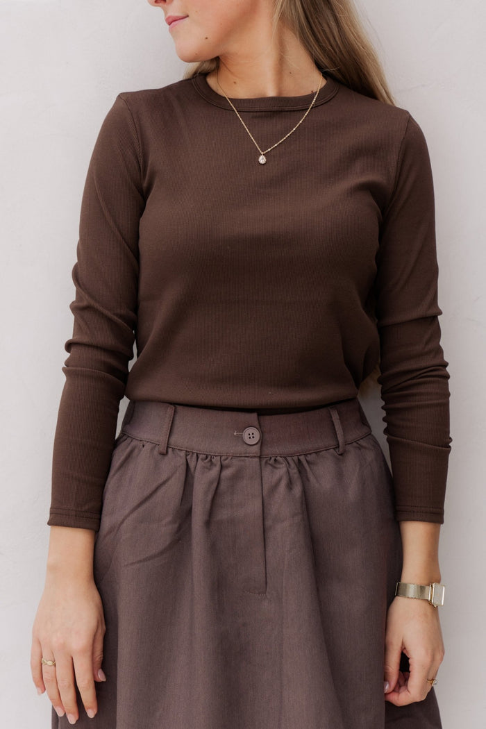 Basic rib top darkbrown - Bij Keesje - Bij Keesje
