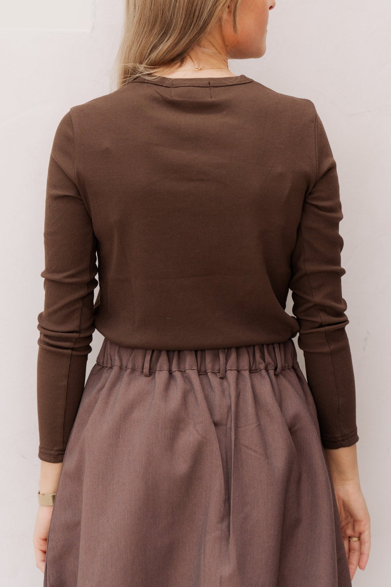 Basic rib top darkbrown - Bij Keesje - Bij Keesje