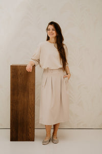 Basic tshirt 3 - 4 sleeve beige - Bij Keesje - Bij Keesje - Top