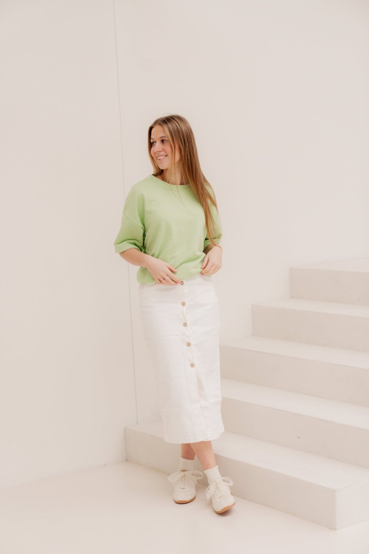 Basis t-shirt lime groen - Bij Keesje - Bij Keesje - Top