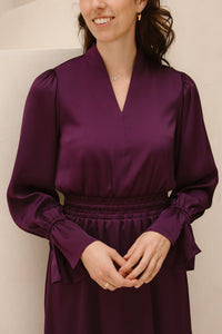 Bella dress elastic aubergine - Bij Keesje - Maere