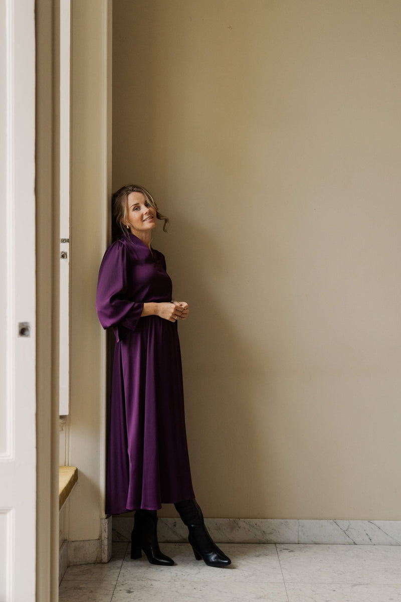 Bella dress elastic aubergine - Bij Keesje - Maere