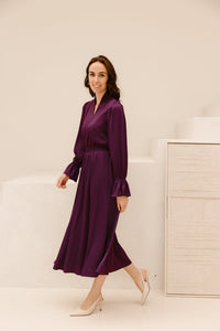 Bella dress elastic aubergine - Bij Keesje - Maere