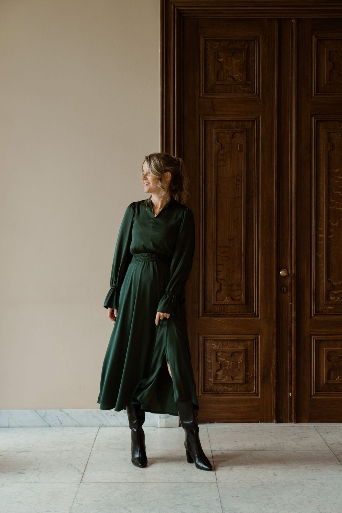 Bella dress elastic forest green - Bij Keesje - Maere