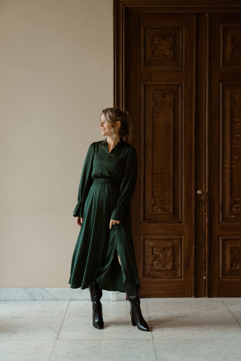 Bella dress elastic forest green - Bij Keesje - Maere