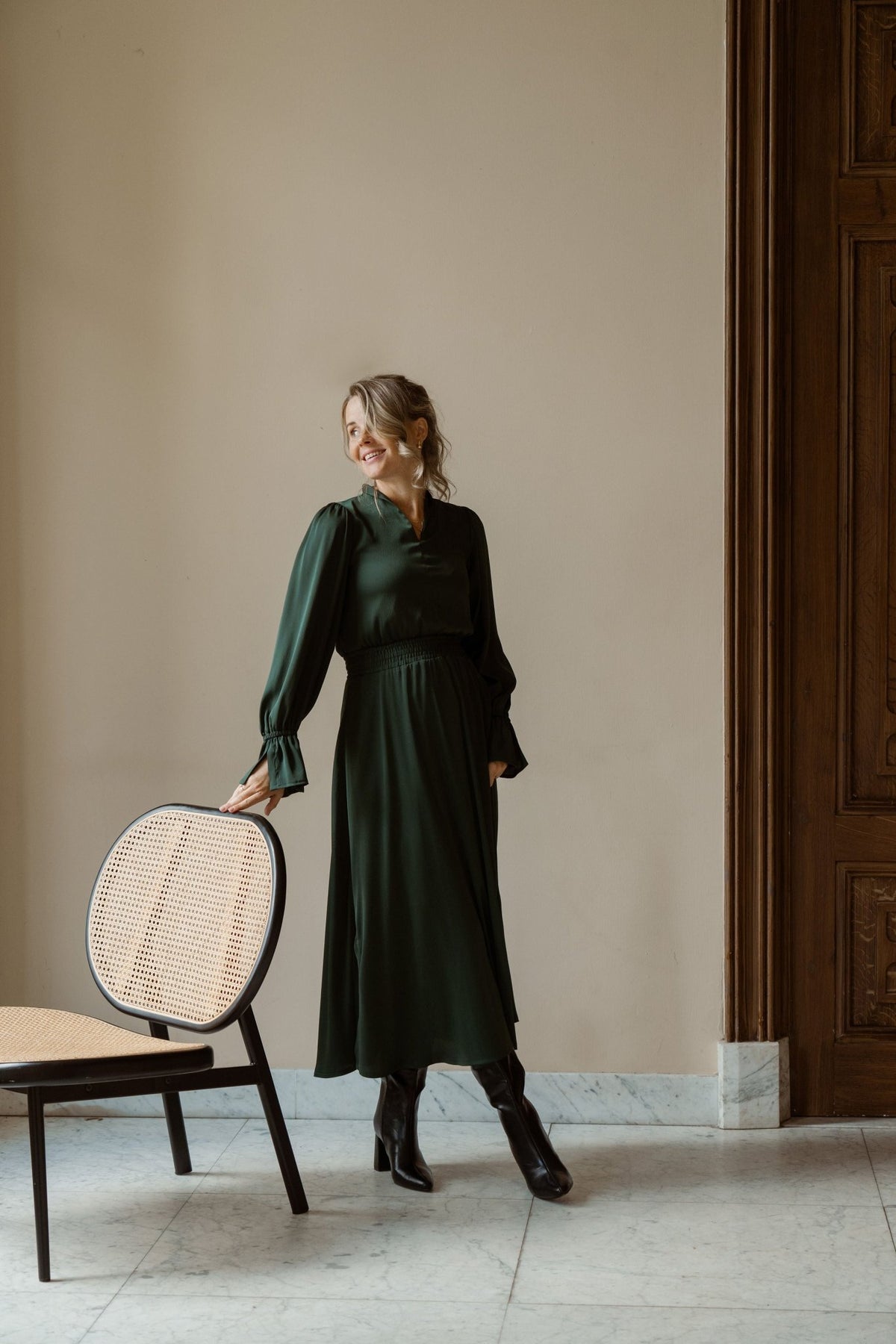 Bella dress elastic forest green - Bij Keesje - Maere