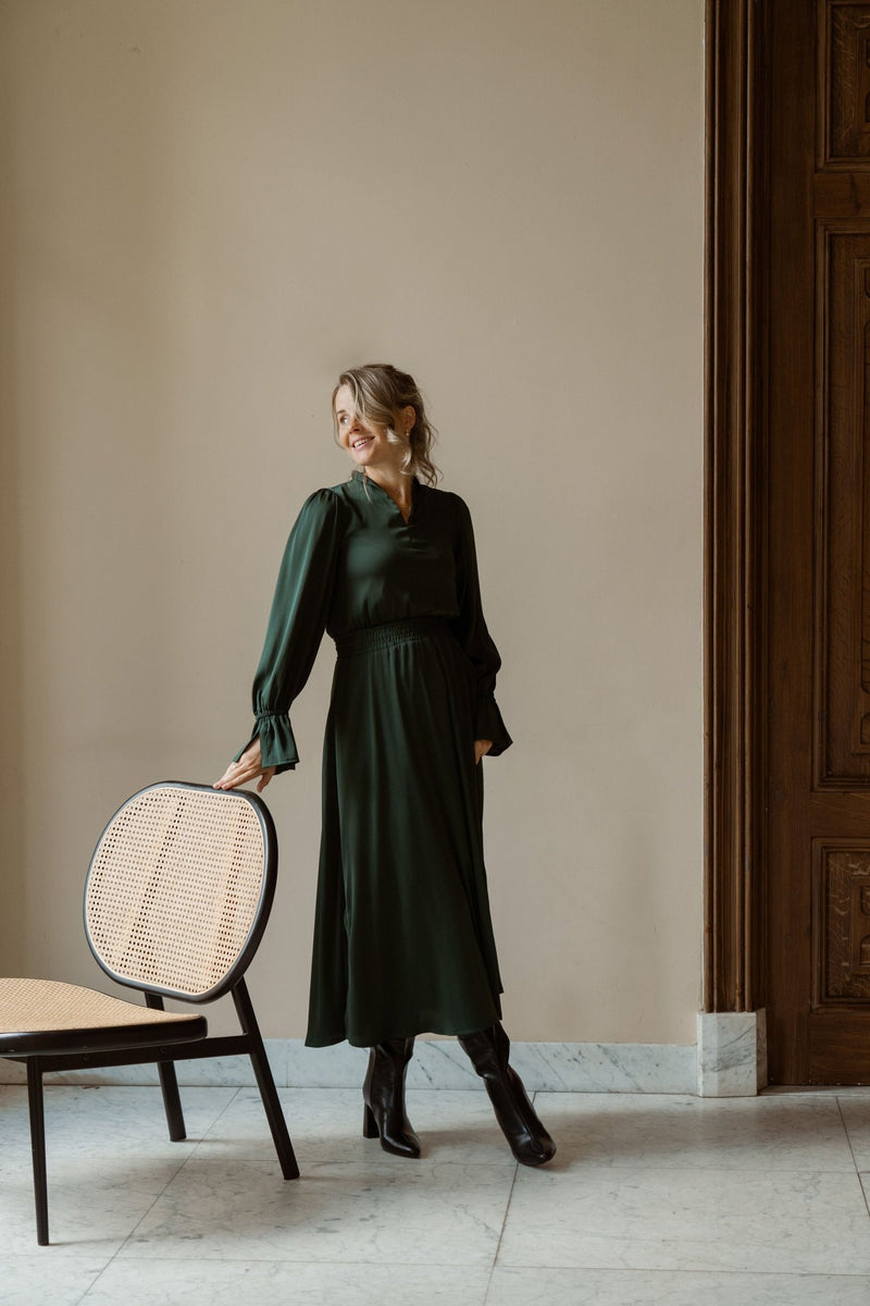 Bella dress elastic forest green - Bij Keesje - Maere