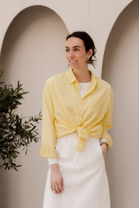 Belle streep blouse geel - Bij Keesje - Bij Keesje