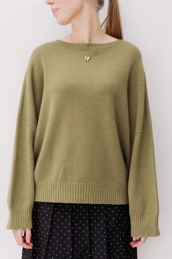 Bente oversized sweater olive - Bij Keesje - Bij Keesje