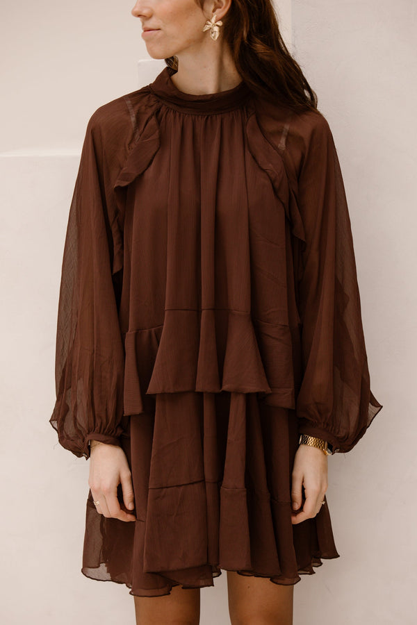 Benthe jurk bruin - Bij Keesje - Bij Keesje